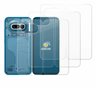 Imagen del dispositivo Nothing Phone (4a) (Frontal+Trasero) con una amplia variedad de protectores de pantalla.