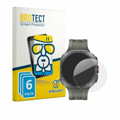 Parte frontal de un envase de producto con el logotipo de la marca BROTECT. Al lado se muestra el dispositivo Samsung Galaxy W
