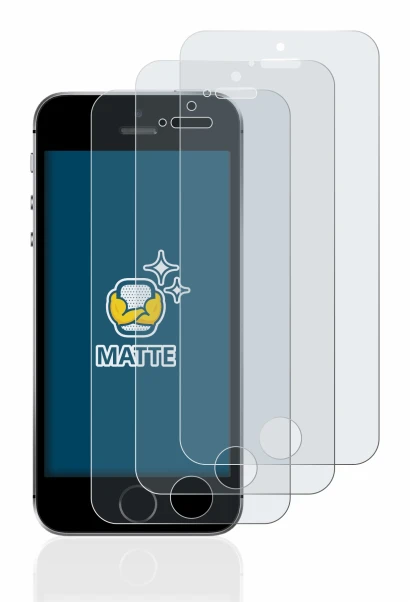 Imagen del dispositivo Apple iPhone SE 2016 con una amplia variedad de protectores de pantalla.