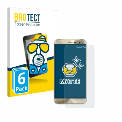 Parte frontal de un envase de producto con el logotipo de la marca BROTECT. Al lado se muestra el dispositivo ASUS ZenFone 3 Z