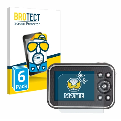 Parte frontal de un envase de producto con el logotipo de la marca BROTECT. Al lado se muestra el dispositivo Vtech Kidizoom V
