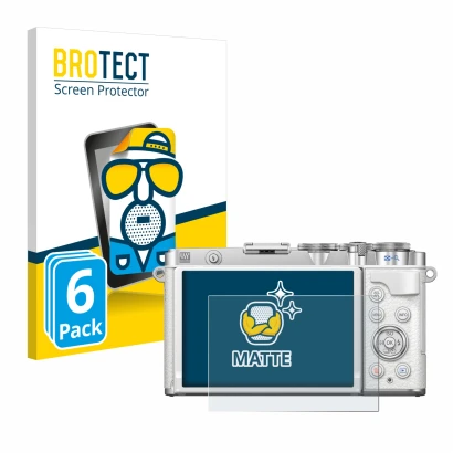 Parte frontal de un envase de producto con el logotipo de la marca BROTECT. Al lado se muestra el dispositivo Olympus PEN E-P7
