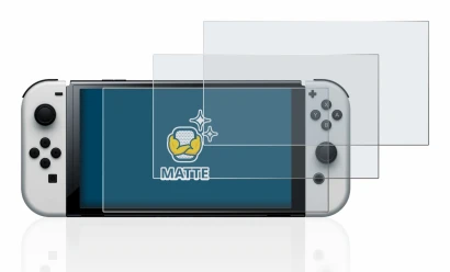 Imagen del dispositivo Nintendo Switch OLED-Modell con una amplia variedad de protectores de pantalla.