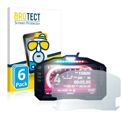 Parte frontal de un envase de producto con el logotipo de la marca BROTECT. Al lado se muestra el dispositivo Starlane DaVinci