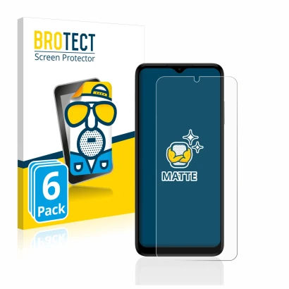 Parte frontal de un envase de producto con el logotipo de la marca BROTECT. Al lado se muestra el dispositivo Nokia G22 con su