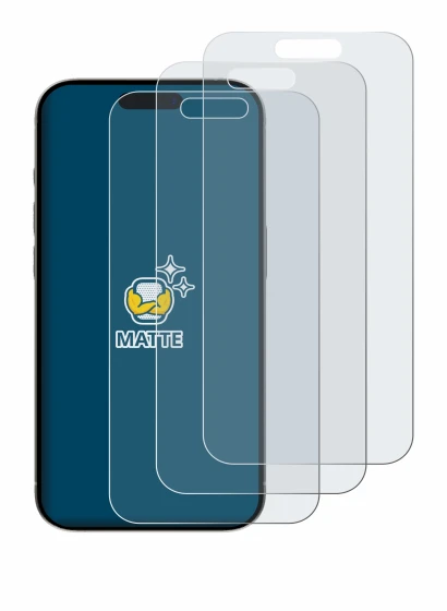 Imagen del dispositivo Apple iPhone 15 con una amplia variedad de protectores de pantalla.