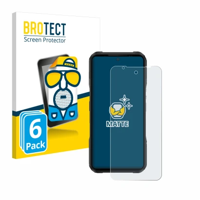 Parte frontal de un envase de producto con el logotipo de la marca BROTECT. Al lado se muestra el dispositivo Doogee V20 Pro c