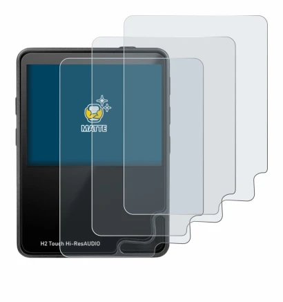 Imagen del dispositivo HifiWalker H2 touch con una amplia variedad de protectores de pantalla.