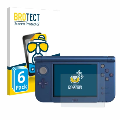 Parte frontal de un envase de producto con el logotipo de la marca BROTECT. Al lado se muestra el dispositivo Nintendo New 3DS