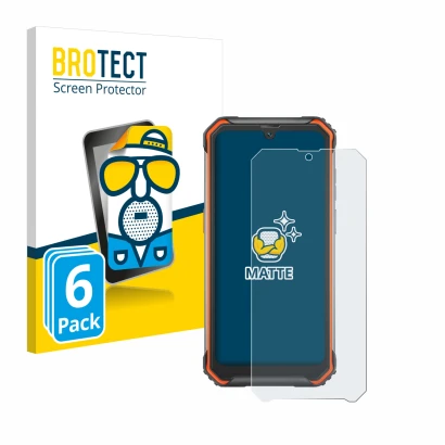 Parte frontal de un envase de producto con el logotipo de la marca BROTECT. Al lado se muestra el dispositivo Blackview BV7200