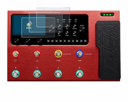 Imagen del dispositivo Valeton GP-200R con una amplia variedad de protectores de pantalla.