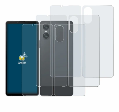 Imagen del dispositivo Sony Xperia 10 VI (Frontal+Trasero) con una amplia variedad de protectores de pantalla.