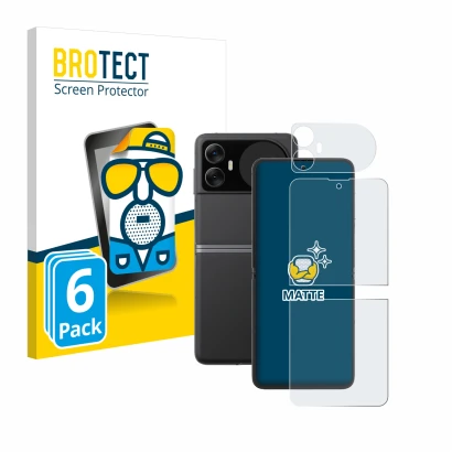 Parte frontal de un envase de producto con el logotipo de la marca BROTECT. Al lado se muestra el dispositivo Blackview Hero 1