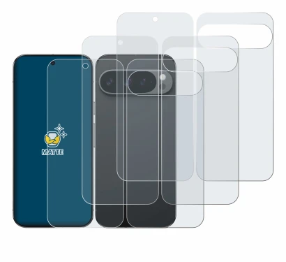 Imagen del dispositivo Google Pixel 9 Pro XL (Frontal+Trasero) con una amplia variedad de protectores de pantalla.