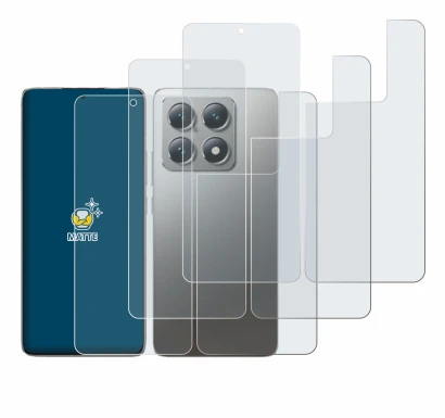 Imagen del dispositivo Xiaomi 14T Pro (Frontal+Trasero) con una amplia variedad de protectores de pantalla.