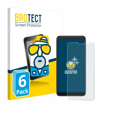 Parte frontal de un envase de producto con el logotipo de la marca BROTECT. Al lado se muestra el dispositivo TCL 403 con su p
