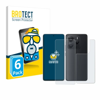 Parte frontal de un envase de producto con el logotipo de la marca BROTECT. Al lado se muestra el dispositivo Xiaomi Redmi Not