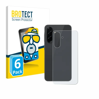 Parte frontal de un envase de producto con el logotipo de la marca BROTECT. Al lado se muestra el dispositivo Samsung Galaxy A