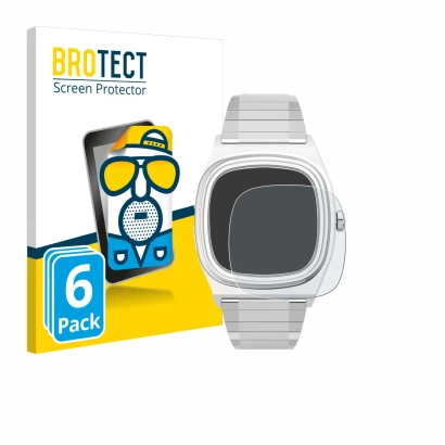 Parte frontal de un envase de producto con el logotipo de la marca BROTECT. Al lado se muestra el dispositivo Timex Reissue 19