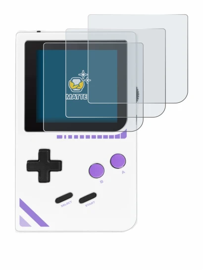 Imagen del dispositivo Modretro Chromatic con una amplia variedad de protectores de pantalla.