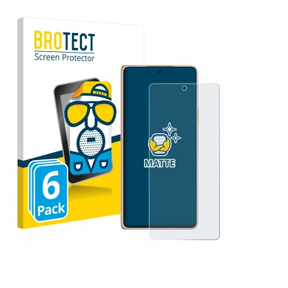 Parte frontal de un envase de producto con el logotipo de la marca BROTECT. Al lado se muestra el dispositivo Honor Magic V6 c