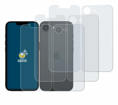 Imagen del dispositivo Apple iPhone 17e (Frontal+Trasero) con una amplia variedad de protectores de pantalla.