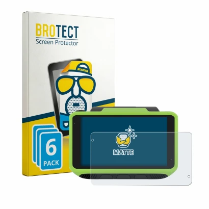 Parte frontal de un envase de producto con el logotipo de la marca BROTECT. Al lado se muestra el dispositivo Zebra WT6400 con