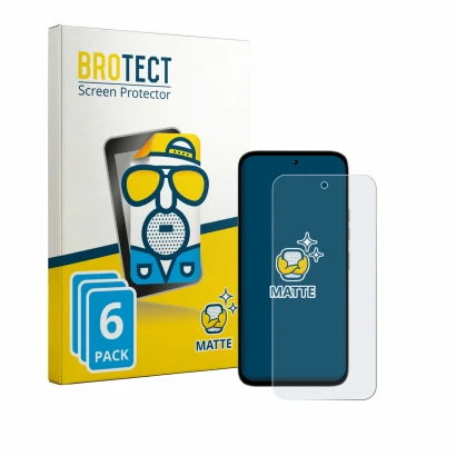 Parte frontal de un envase de producto con el logotipo de la marca BROTECT. Al lado se muestra el dispositivo Tecno Pop X 5G c