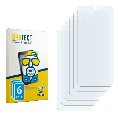 Parte frontal de un envase de producto con el logotipo de la marca BROTECT. Al lado está el protector de pantalla correspondie