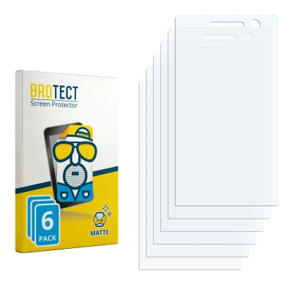 Parte frontal de un envase de producto con el logotipo de la marca BROTECT. Al lado está el protector de pantalla correspondie