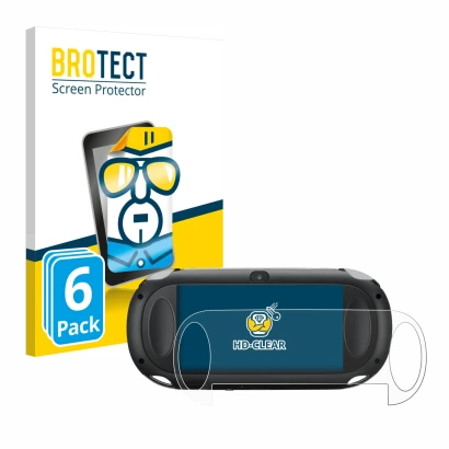 Parte frontal de un envase de producto con el logotipo de la marca BROTECT. Al lado se muestra el dispositivo Sony Playstation