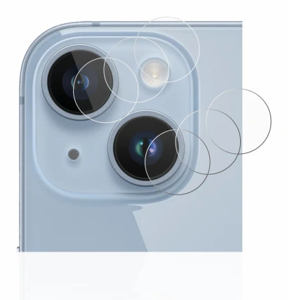 Imagen del dispositivo Apple iPhone 14 (SÓLO Cámara) con una amplia variedad de protectores de pantalla.