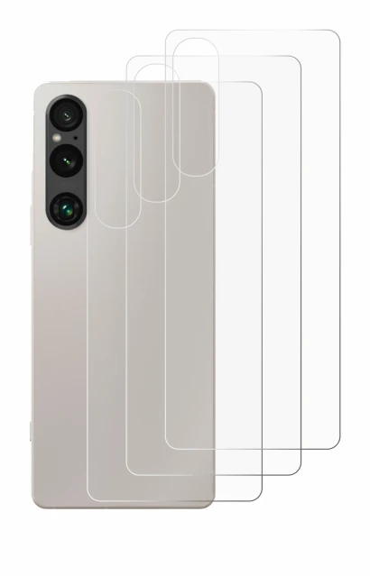 Imagen del dispositivo Sony Xperia 1 V (Trasero) con una amplia variedad de protectores de pantalla.