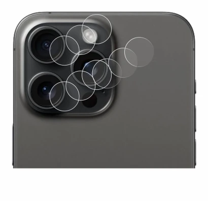 Imagen del dispositivo Apple iPhone 15 Pro Max (SÓLO Cámara) con una amplia variedad de protectores de pantalla.