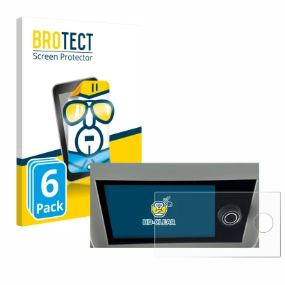 Parte frontal de un envase de producto con el logotipo de la marca BROTECT. Al lado se muestra el dispositivo Volkswagen Calif