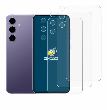 Imagen del dispositivo Samsung Galaxy S24 (Frontal+Cámara) con una amplia variedad de protectores de pantalla.