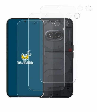 Imagen del dispositivo Nothing Phone (2a) (Frontal+Cámara) con una amplia variedad de protectores de pantalla.
