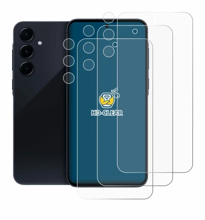 Imagen del dispositivo Samsung Galaxy A55 5G (Frontal+Cámara) con una amplia variedad de protectores de pantalla.