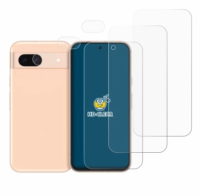 Imagen del dispositivo Google Pixel 8a (Frontal+Cámara) con una amplia variedad de protectores de pantalla.