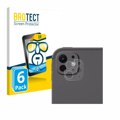 Parte frontal de un envase de producto con el logotipo de la marca BROTECT. Al lado se muestra el dispositivo Apple iPad Pro 1