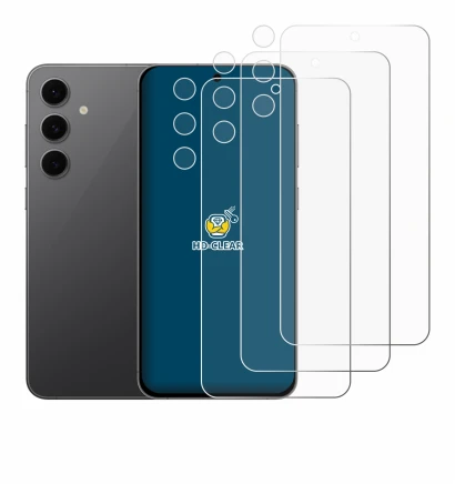 Imagen del dispositivo Samsung Galaxy S24 FE (Frontal+Cámara) con una amplia variedad de protectores de pantalla.