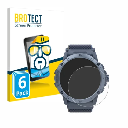 Parte frontal de un envase de producto con el logotipo de la marca BROTECT. Al lado se muestra el dispositivo Coros Vertix 2S 