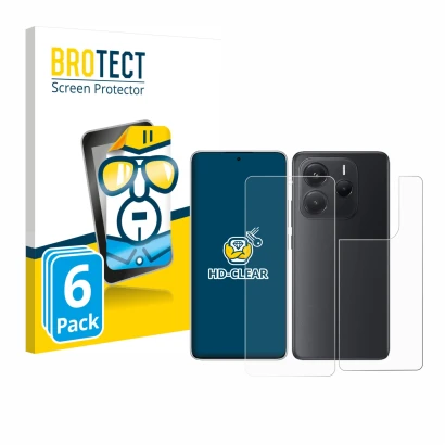 Parte frontal de un envase de producto con el logotipo de la marca BROTECT. Al lado se muestra el dispositivo Xiaomi Redmi Not