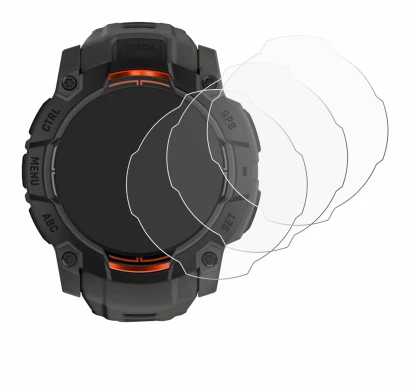 Imagen del dispositivo Garmin Instinct 3 Solar (50 mm) con una amplia variedad de protectores de pantalla.