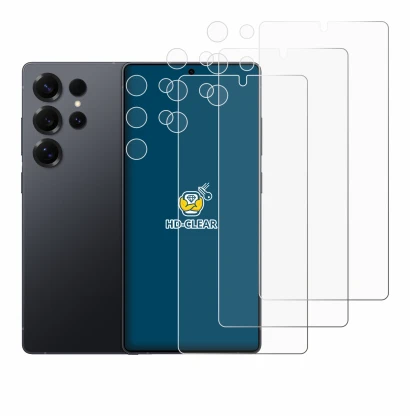 Imagen del dispositivo Samsung Galaxy S25 Ultra (Frontal+Cámara) con una amplia variedad de protectores de pantalla.