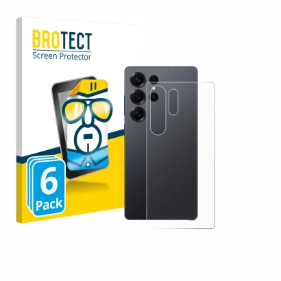 Parte frontal de un envase de producto con el logotipo de la marca BROTECT. Al lado se muestra el dispositivo Samsung Galaxy S