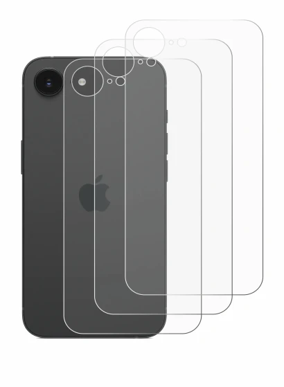 Imagen del dispositivo Apple iPhone 16e (Trasero) con una amplia variedad de protectores de pantalla.
