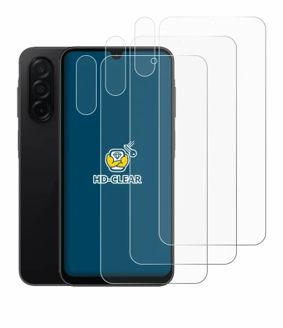 Imagen del dispositivo Samsung Galaxy A26 5G (Frontal+Cámara) con una amplia variedad de protectores de pantalla.