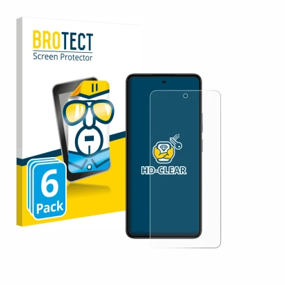 Parte frontal de un envase de producto con el logotipo de la marca BROTECT. Al lado se muestra el dispositivo realme 14 con su