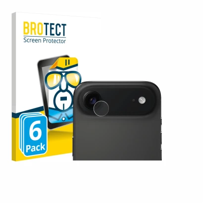 Parte frontal de un envase de producto con el logotipo de la marca BROTECT. Al lado se muestra el dispositivo Apple iPhone Air